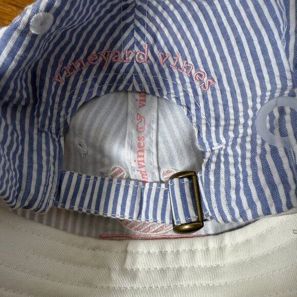 Vineyard Vines Kentucky Derby 2016 Blue & White Stripe with Pink Ball cap Hat - Picture 6 of 7